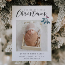 Merry Little jul Mistletoe Baby Photo Birth Meddelande