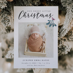 Merry Little jul Mistletoe Baby Photo Birth Meddelande