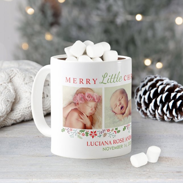Merry Little jul Newborn Flicka Photo Kaffemugg (Skapare uppladdad)
