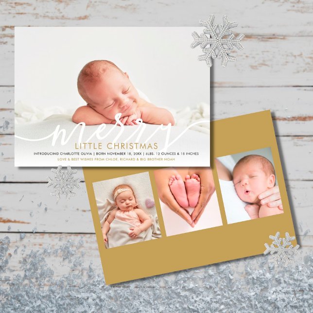 Merry Little jul Nyfödd bebis 4 Photo Birth Meddelande (Skapare uppladdad)