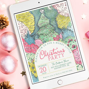 Merry Little jul Party Watercolor Inbjudningar