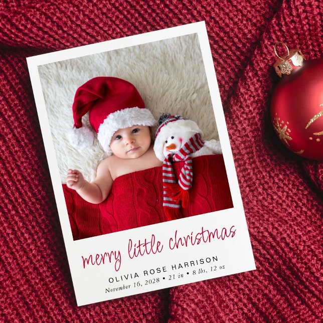 Merry Little jul Photo Birth Meddelande (A heartfelt and personalized way to introduce your bundle of joy to the world at Christmas)
