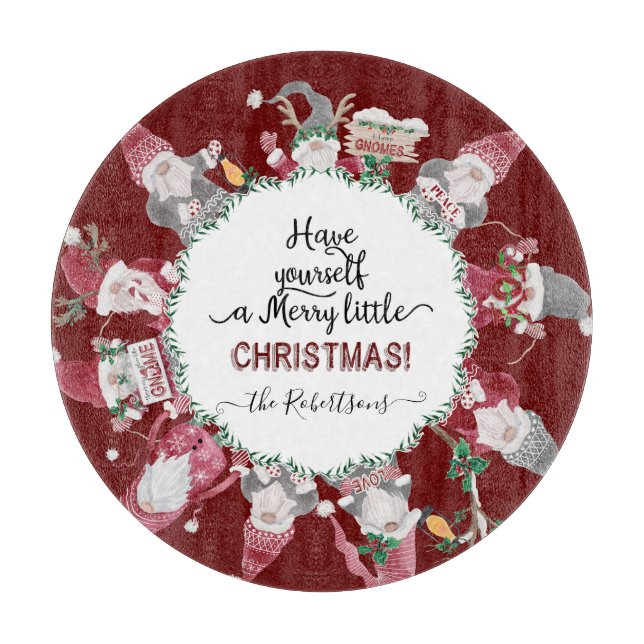 Merry Little jul Red Grått Gnomes Santa Hats (Framsidan)