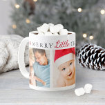 Merry Little jul Red Helgdag Photo Collage Kaffemugg<br><div class="desc">Den här festliga designen har en textdesign "God Little jul" med röda snöflingor och tre av dina favoritfoton på helgdag.</div>