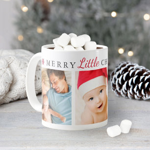 Merry Little jul Red Helgdag Photo Collage Kaffemugg