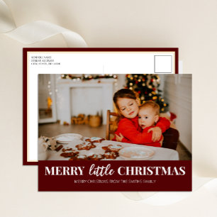 Merry Little jul Red Modern Script Photo Helg Vykort