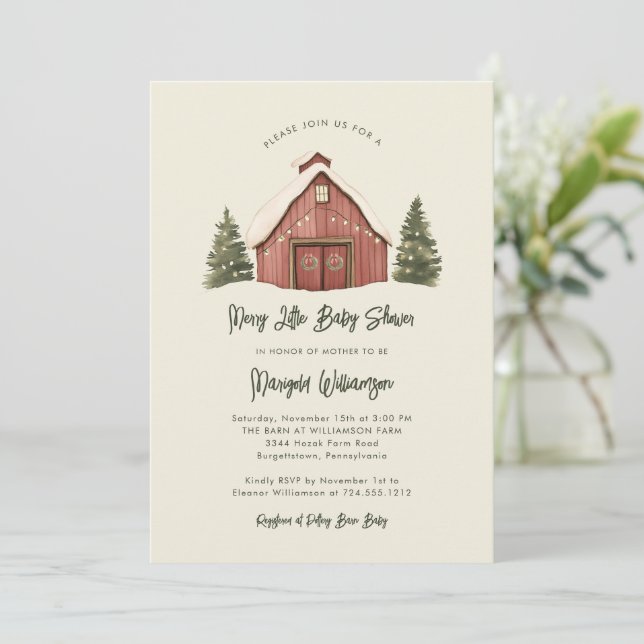Merry Little jul Rustic Baby Shower Inbjudningar (Stående Fram)