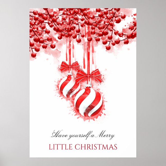Merry Little jul Watercolor Stänk Poster (Framsidan)