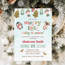 Merry Little jul Winter Baby Shower Inbjudningar