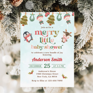 Merry Little jul Winter Baby Shower Inbjudningar