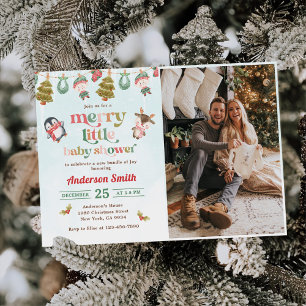 Merry Little jul Winter Baby Shower Photo Inbjudningar