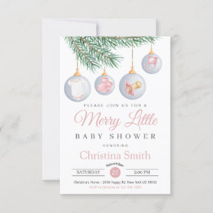 Merry Little jul Winter Flicka Shower Inbjudningar