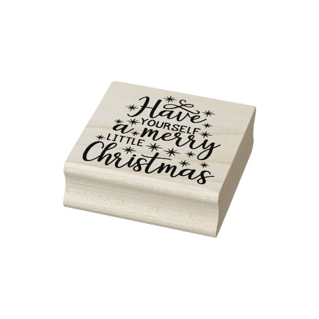 Merry Little jul Wood Art Frimärke Stämpel (Stämpel)