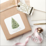 Merry Little Julgran Baby Shower Fyrkantigt Klistermärke<br><div class="desc">Den här gender-neutralten "Merry Little Baby Shower"-dekalen för babydusch har Julgran i vattenfärg. Anpassa den efter dina behov. Du hittar matchande produkter i min butik.</div>