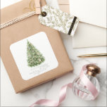Merry Little Julgran Baby Shower Fyrkantigt Klistermärke<br><div class="desc">Den här gender-neutralten "Merry Little Baby Shower"-dekalen för babydusch har Julgran i vattenfärg. Anpassa den efter dina behov. Du hittar matchande produkter i min butik.</div>