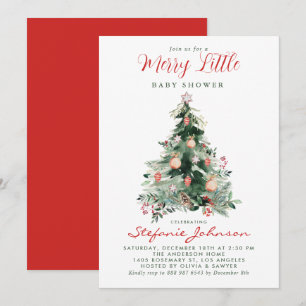 Merry Little Julgran Baby Shower Inbjudningar