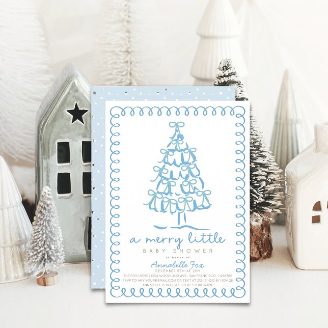 Merry Little Julgran Blue Baby Shower Inbjudningar (Skapare uppladdad)