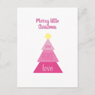 Merry Little Julgran Shock rosa Cute Simple Vykort