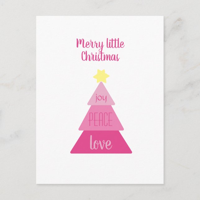 Merry Little Julgran Shock rosa Cute Simple Vykort (Framsida)