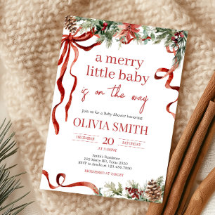 Merry Little jultomten Baby Shower Inbjudningar