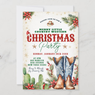 Merry Little Land Westerna jul Party Inbjudningar