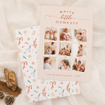 Merry Little Moments 9 Photo Collage jul Julkort<br><div class="desc">Bygg upp tillsammans innersta väsen med våra "Merry Little Moments"-Helgdag. Meddelandet skrivs högst upp på kortet, med "liten" skriven i elegantens manusgrafi, med en enkel blomning i vardera änden. Under ordnas nio anpassningsbars familjefotor naturligt, som om de vore peglade på en linje eller på en bräda, var och en med...</div>