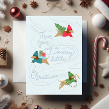 Merry Little Pups- Non-Photo Flat Holiday Card