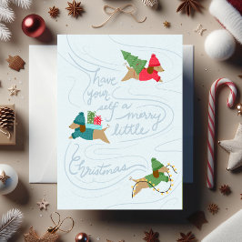 Merry Little Pups- Non-Photo Flat Holiday Card Julkort