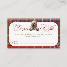 Merry Little Red Bow Christmas Plaid Diaper Raffle Tilläggskort