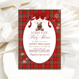 Merry Little Red Bow Christmas Plaid  Inbjudningar