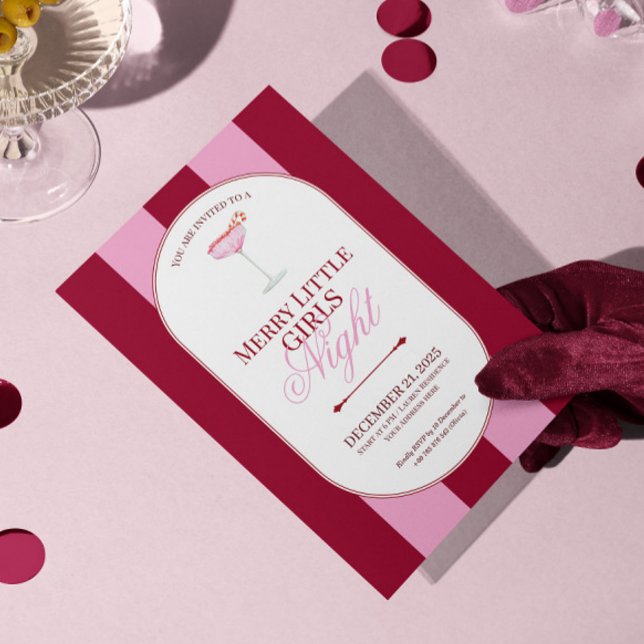Merry little red stripe Christmas Party Invitation Inbjudningar (Skapare uppladdad)