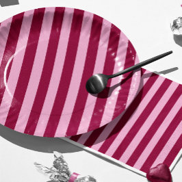 Merry little red stripe Christmas Party Plate