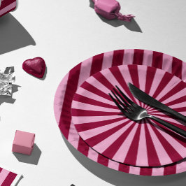 Merry little red stripe Christmas Party Plate