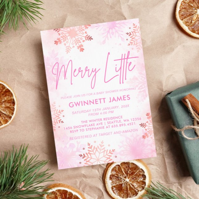 Merry Little Rosa Baby Shower Inbjudningar (Skapare uppladdad)