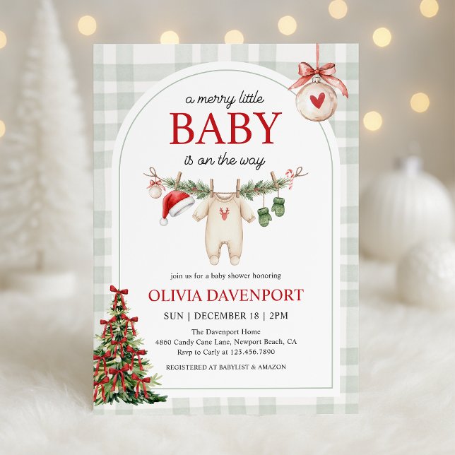Merry Little Winter Gingham Christmas Baby Shower Inbjudningar (Skapare uppladdad)