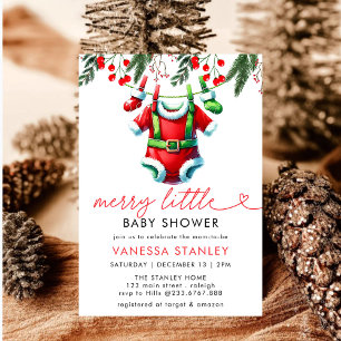 Merry Little Winter-jultomten Baby Shower Inbjudningar