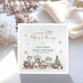 Merry Little Winter Puppy Christmas Baby Shower Pappersservett