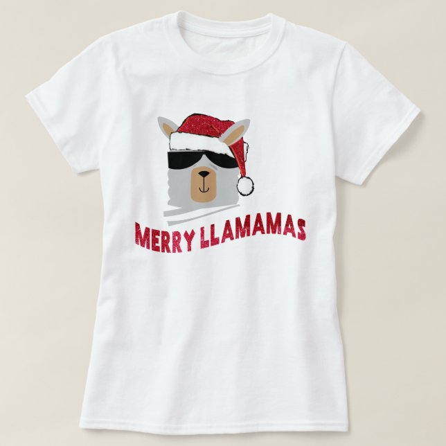 Merry Llamamas: Anpassningsbarna Jul Llama Tee (Design framsida)