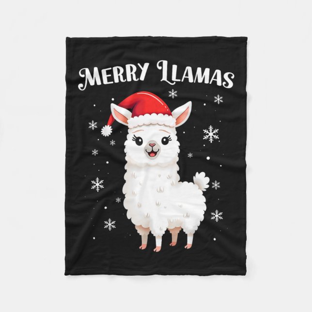 Merry Llamas Funny jul Llama Animal Helgdag Fleecefilt (Framsidan)