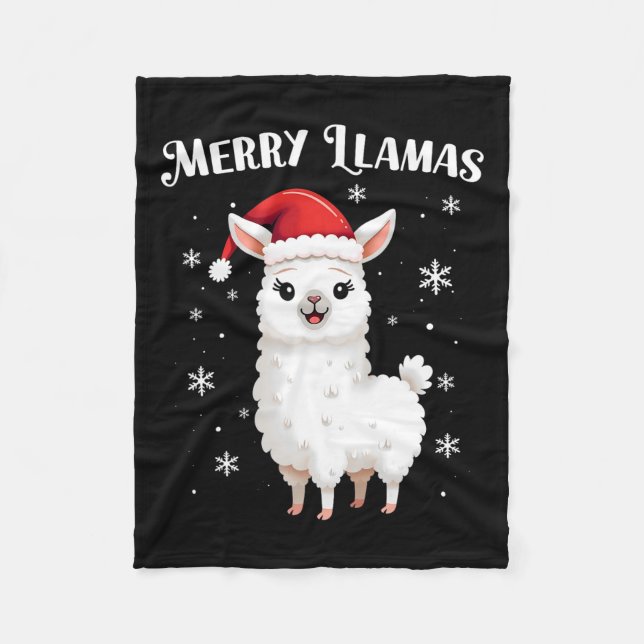 Merry Llamas Funny jul Llama Animal Helgdag Fleecefilt (Framsidan)