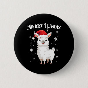Merry Llamas Funny jul Llama Animal Helgdag Knapp