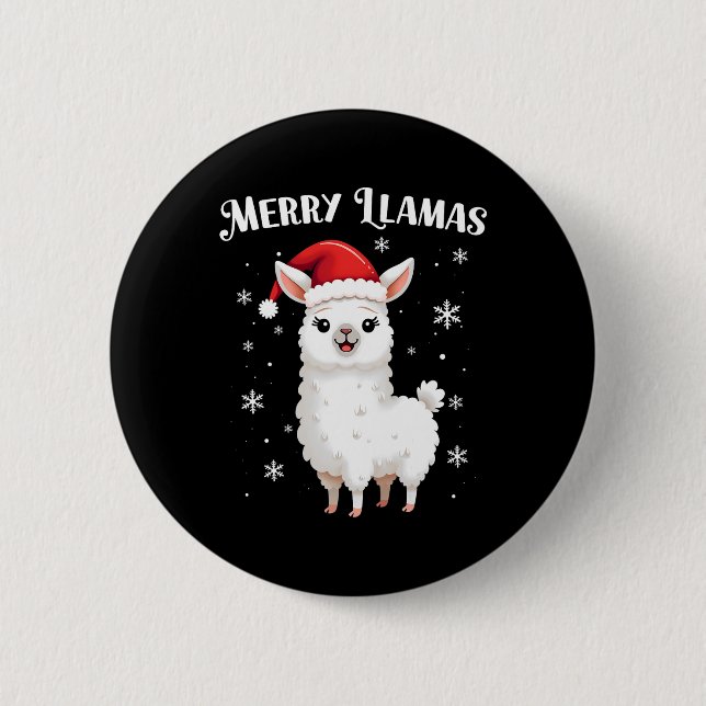Merry Llamas Funny jul Llama Animal Helgdag Knapp (Framsida)
