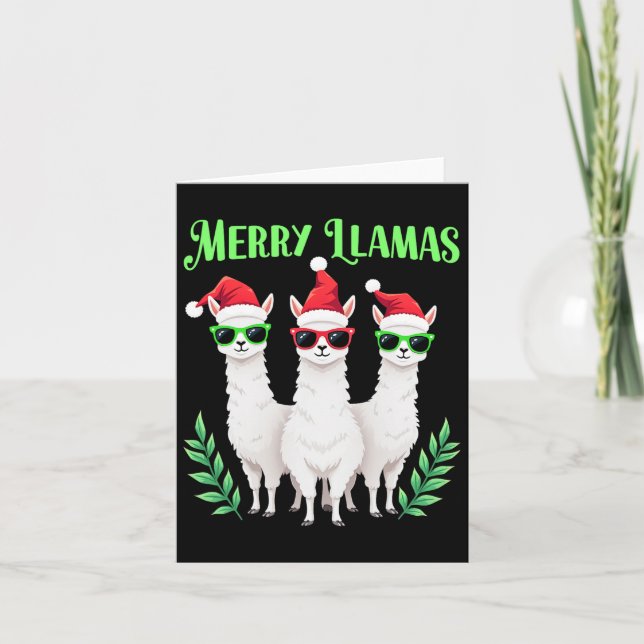 Merry Llamas Funny jul Llama Animal Helgdag Kort (Framsida)