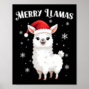 Merry Llamas Funny jul Llama Animal Helgdag Poster