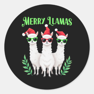 Merry Llamas Funny jul Llama Animal Helgdag Runt Klistermärke