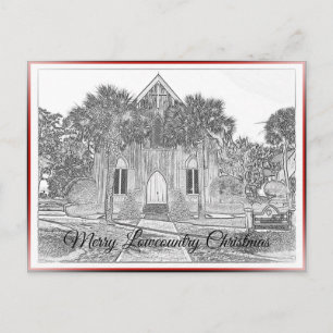 Merry Lowcountry jul Bluffton Church Sketch Helg Vykort