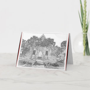 Merry Lowcountry jul Bluffton Church Sketch Helgkort