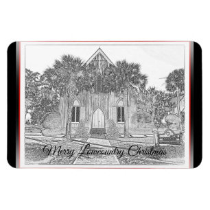 Merry Lowcountry jul Bluffton Church Sketch Magnet