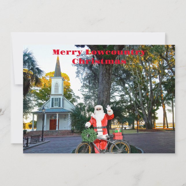 Merry Lowcountry jul Bluffton Santa Julkort (Framsida)