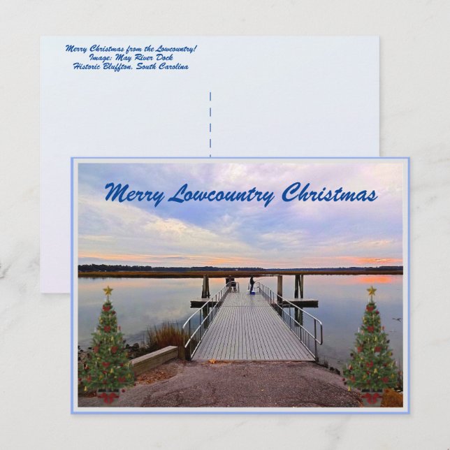 Merry Lowcountry jul Bluffton South Carolina Helg Vykort (Fram/baksida)